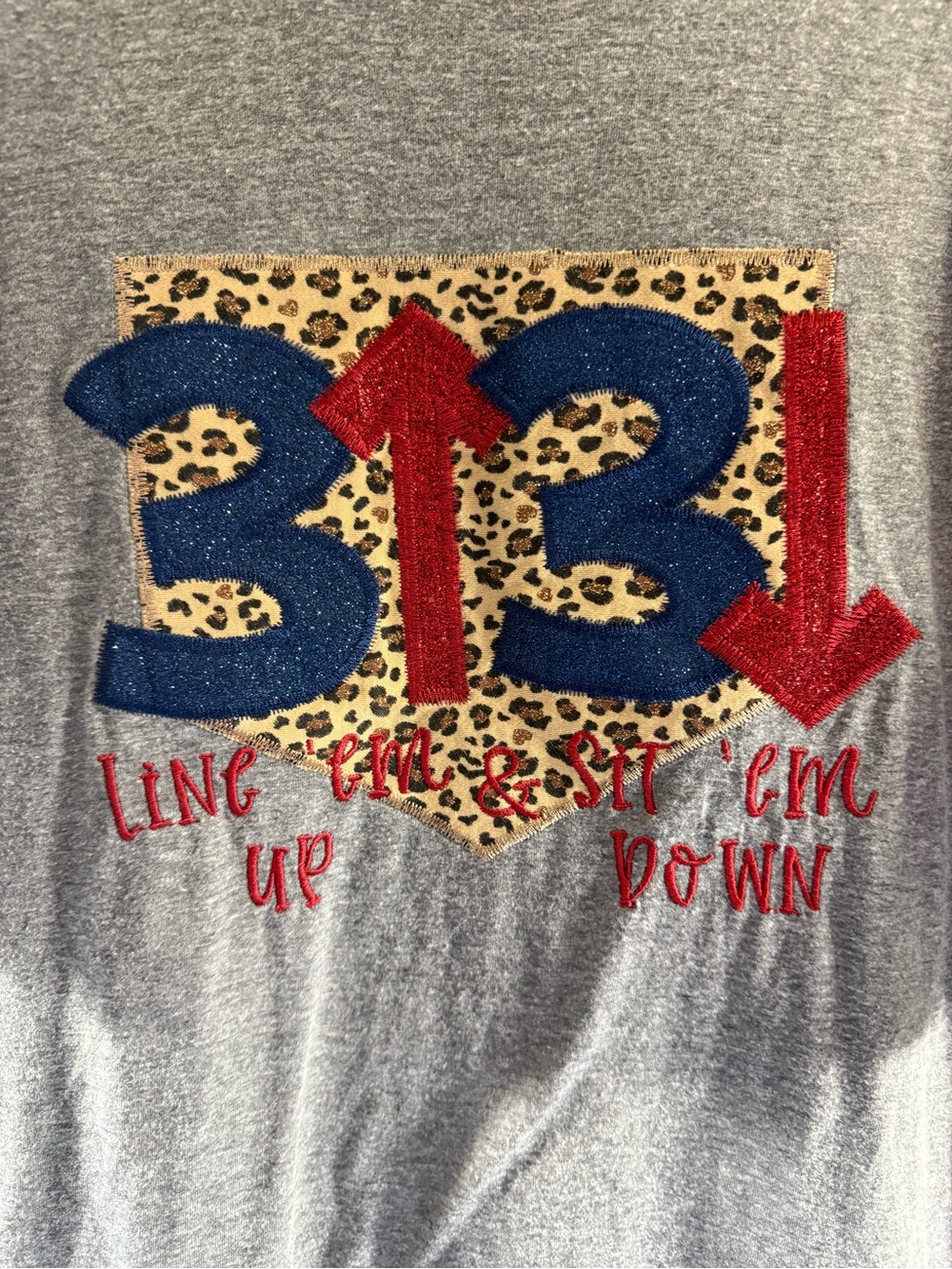 Gray Short Sleeve Tee with Blue & Red